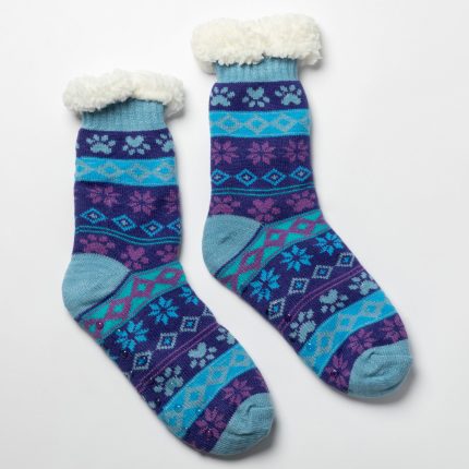 Sherpa Fleece-Lined Paw Print Cabin Slipper Socks
