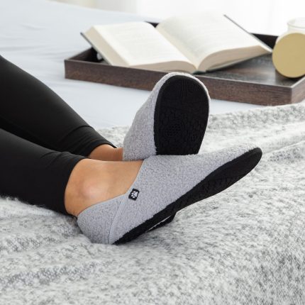 Paw Print Teddy Fleece Packable Slippers