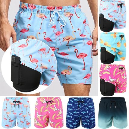 Men's Board Shorts Swim Shorts Swim Trunks Summer Shorts Drawstring Elastic Waist 2 in 1 Graphic Comfort Breathable Short Casual Holiday Beach Hawaiian Stylish Gradient blue Black
        #9417592