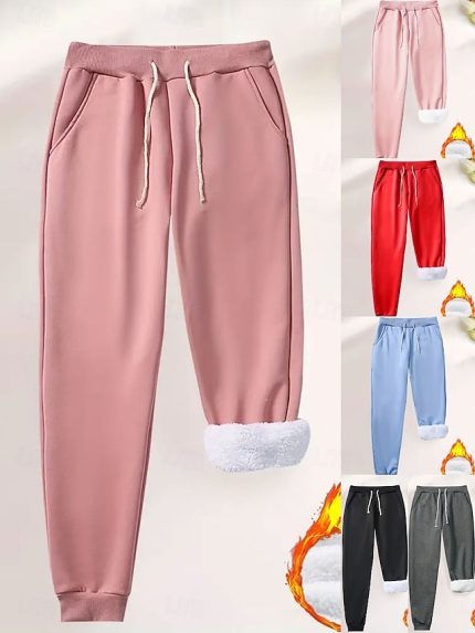 Women's Sweatpants Fleece Pants Down Pants Vacation Vintage Ethnic Style Full Length High Waist Graphic Plain Drawstring Micro-elastic Outdoor Home Daily Dark Pink Black Pink Red Summer Spring Fall
        #14991187