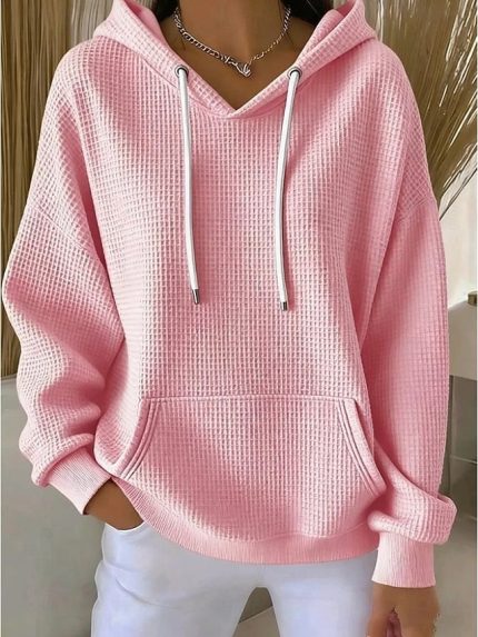 Women's Pullover Hoodie Sweatshirt Plain Casual Long Sleeve Hooded Regular Tops Pocket Black White Pink Blue Fuchsia Spring Fall Winter
        #16966474