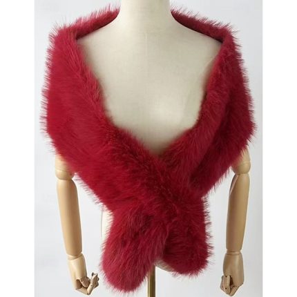 Faux Fur Wraps Women's Wrap Elegant Sleeveless Faux Fur Wedding Wraps With Pure Color For Party Fall
#11019955